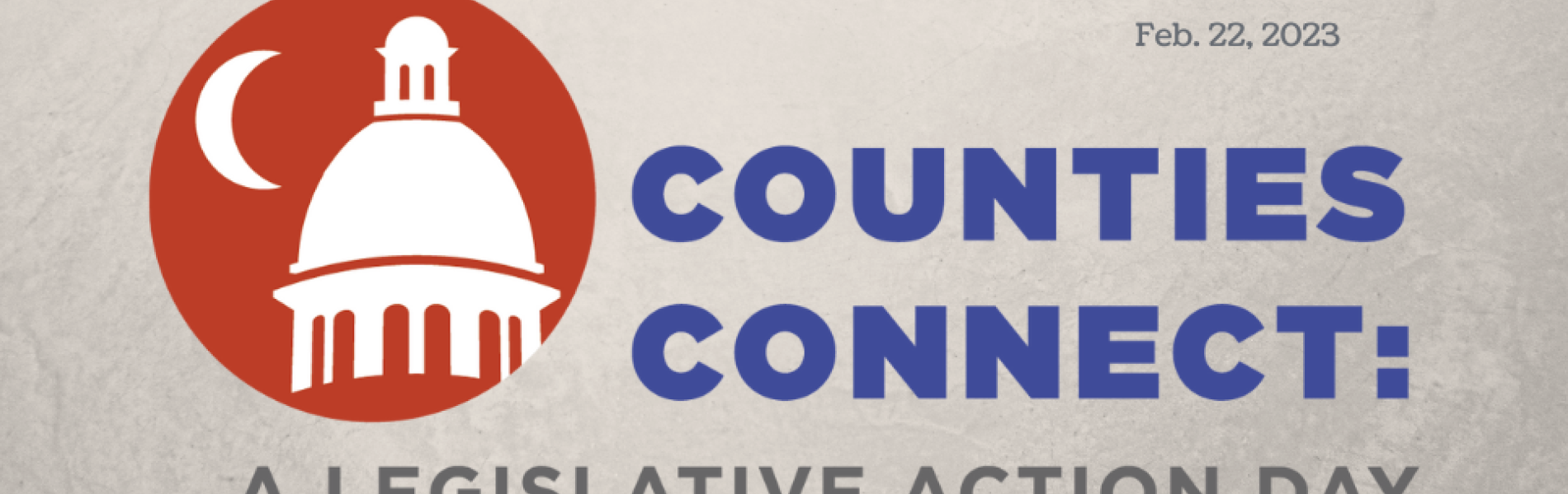 Counties Connect logo with State House dome and crescent moon on grey background