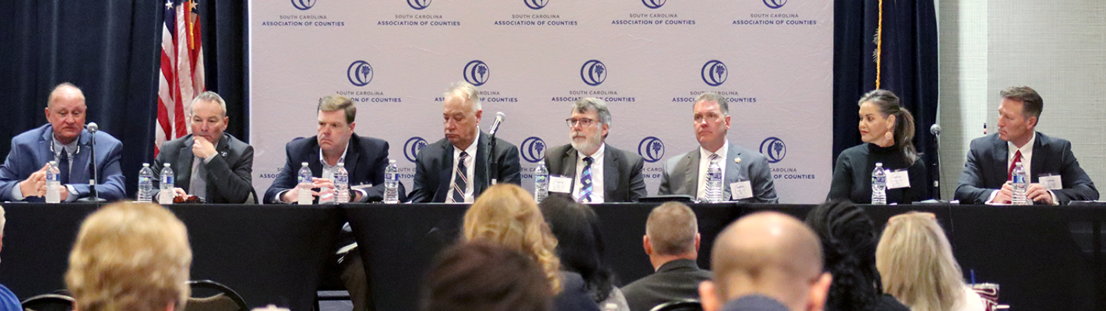 A panel of county officials from Anderson and Lancaster counties speaks during the recent orientation.