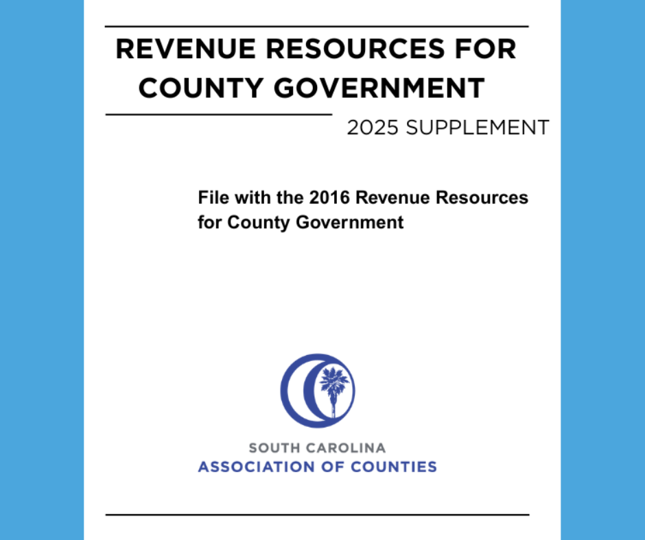 Cover on blue background with text that says Revenue Resources for County Government 2025 Supplement