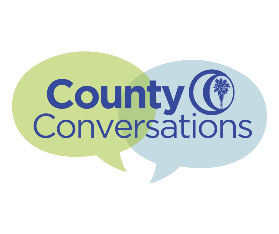 County Conversations logo featuring two text bubbles and the SCAC mark