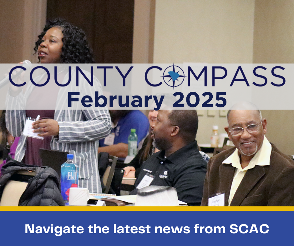 County COMPASS logo over a group a people attending the Insurance Trusts meeting.