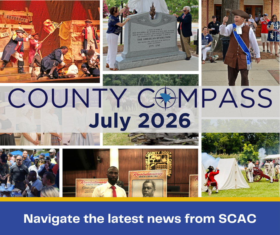 The County COMPASS logo is superimposed over collage of photos from county Fourth of July celebrations.