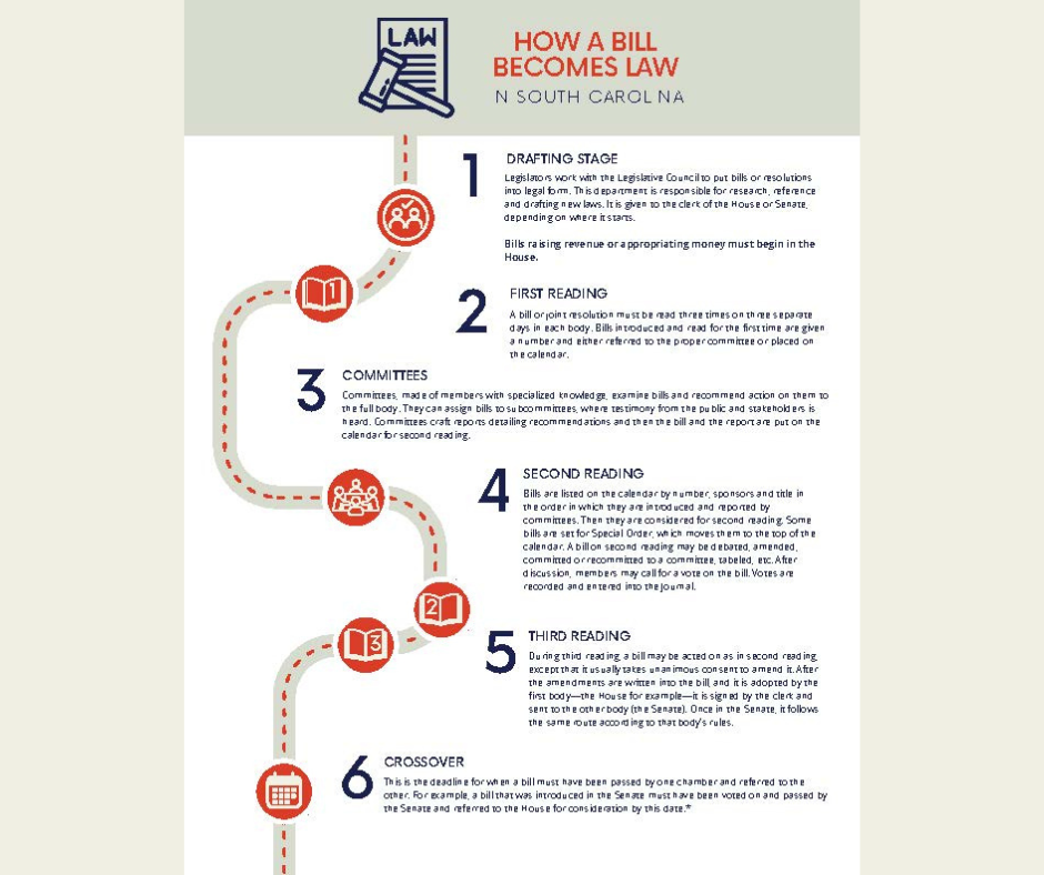 Infographic showing the legislative process in SC