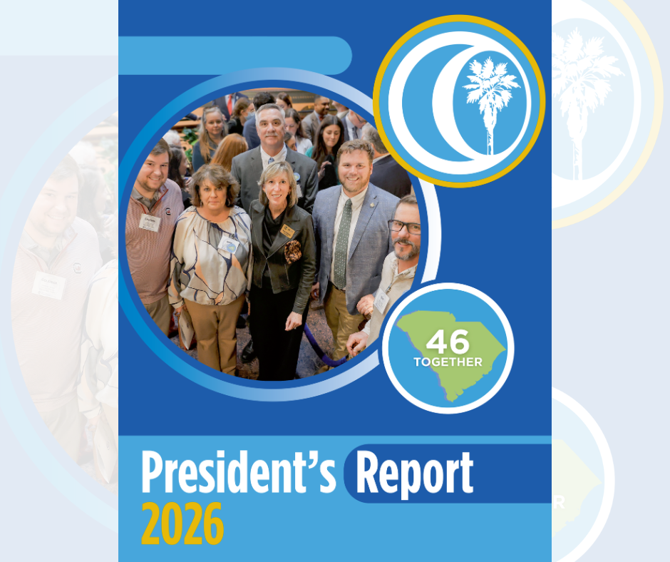 2026 President's Report cover featuring a group in the State House lobby and a logo stating 46 Together