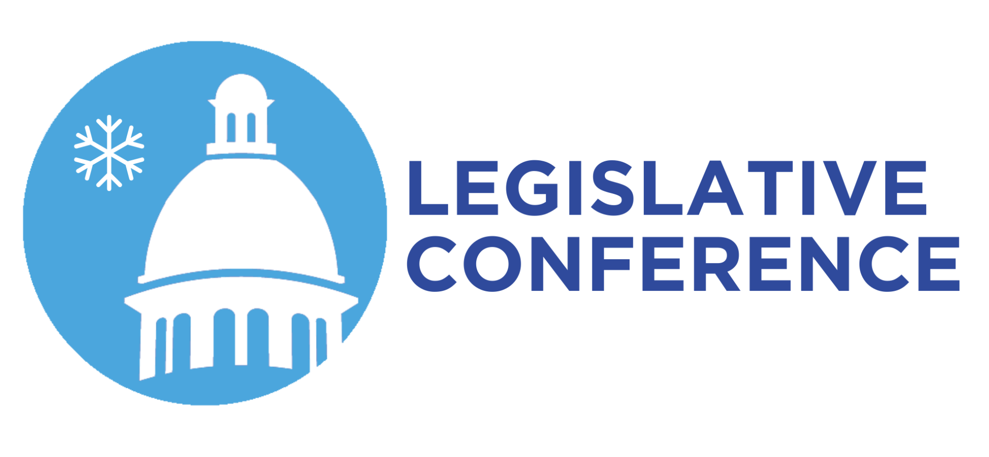 Legislative conference logo includes white dome with a snowflake on a light blue background