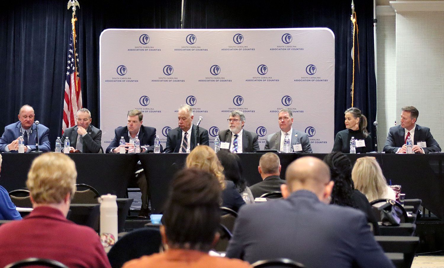 A panel of county officials from Anderson and Lancaster counties speaks during the recent orientation.