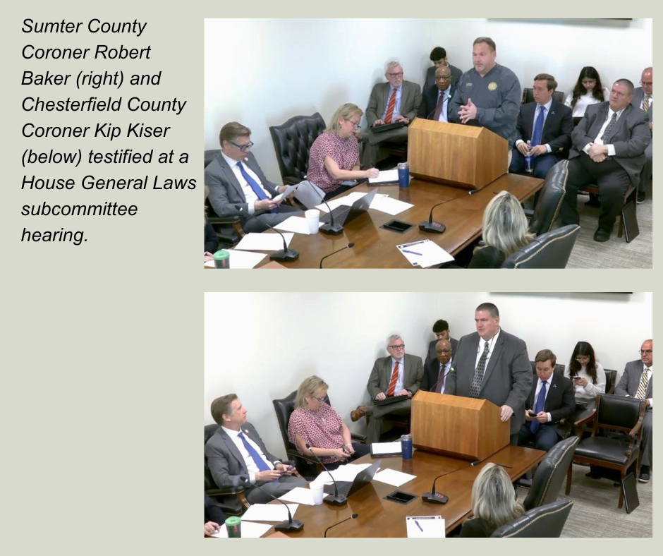Sumter County Coroner Robert Baker and Chesterfield County Coroner Kip Kiser