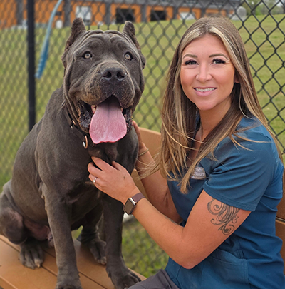 Brittney Muto with a dog from York County